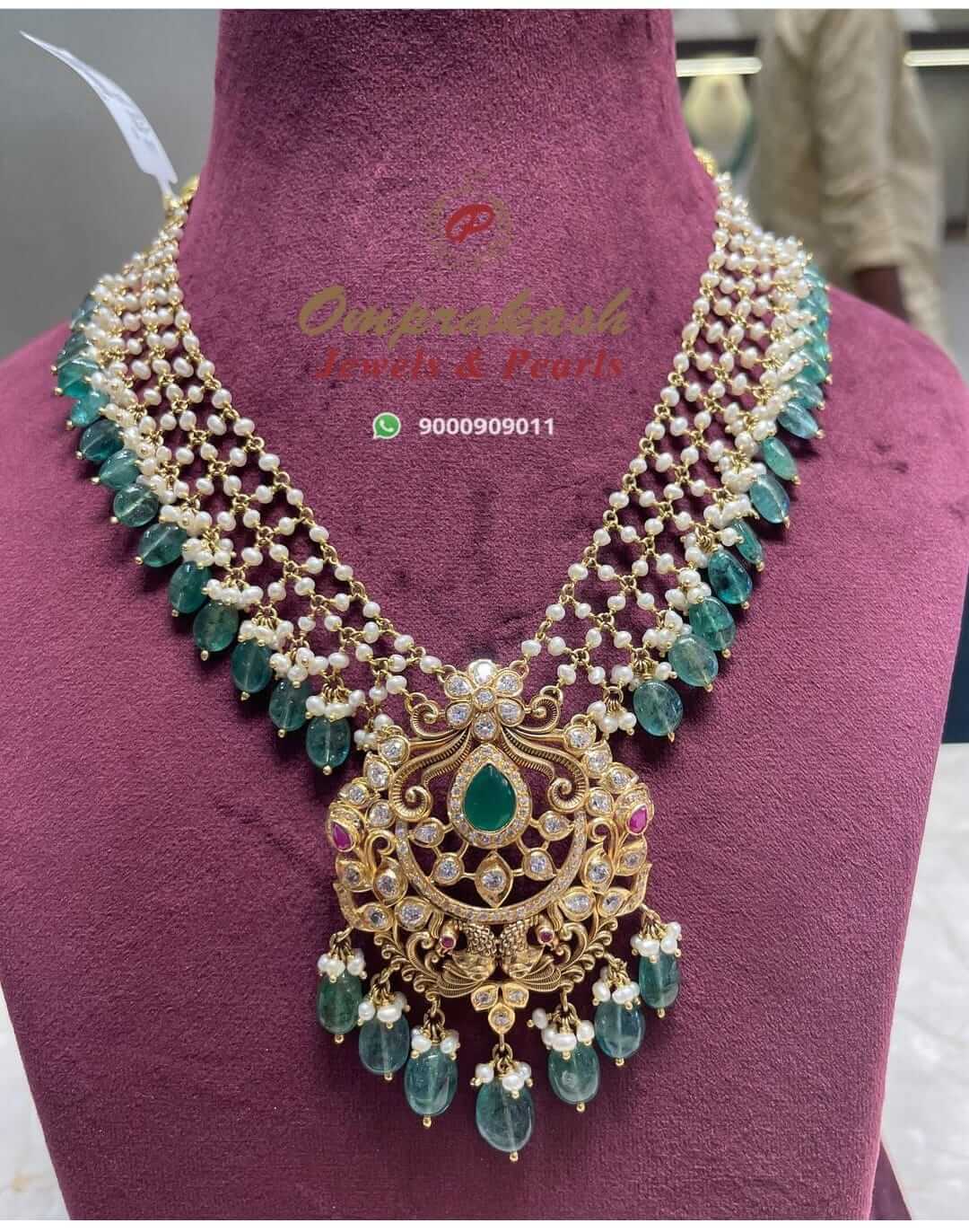 Gold Jali Pearl Necklace - Southindians jewellery